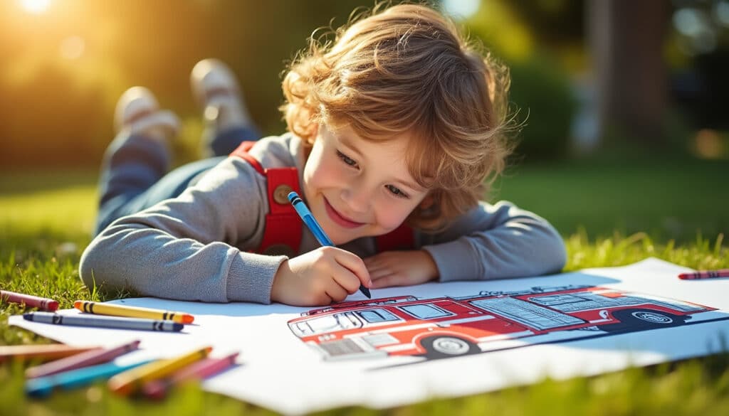Coloriage du camion de pompier : guide ludique et éducatif pour enfants