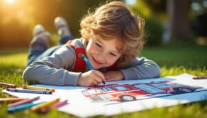 Coloriage du camion de pompier : guide ludique et éducatif pour enfants