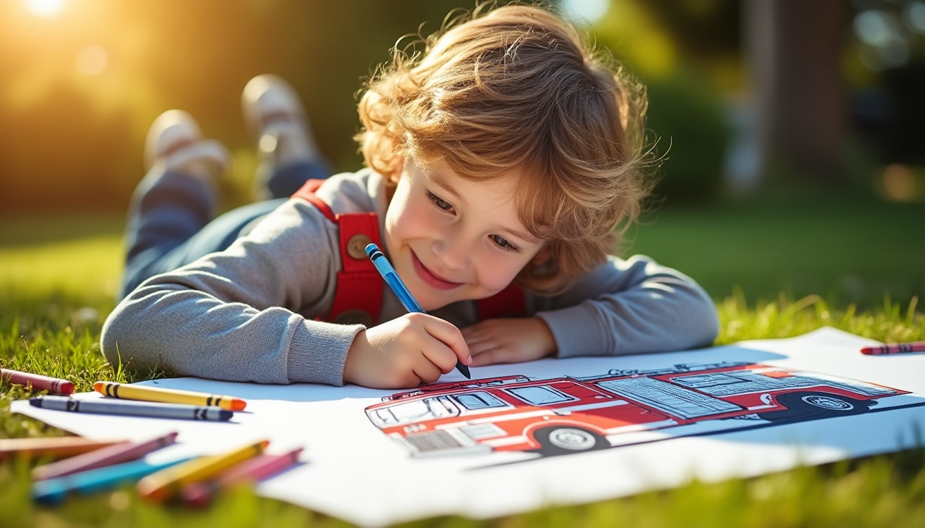 Coloriage du camion de pompier : guide ludique et éducatif pour enfants